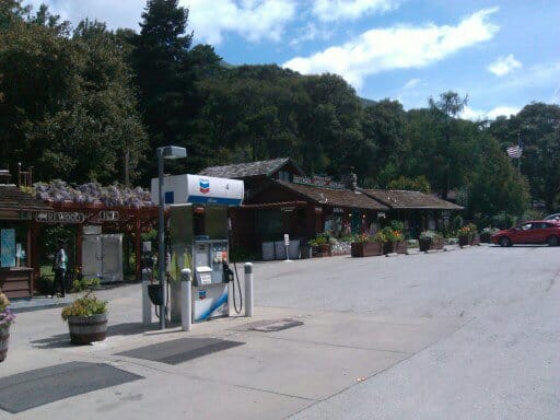 A single pump Gas Station, just north of the Nepenthe