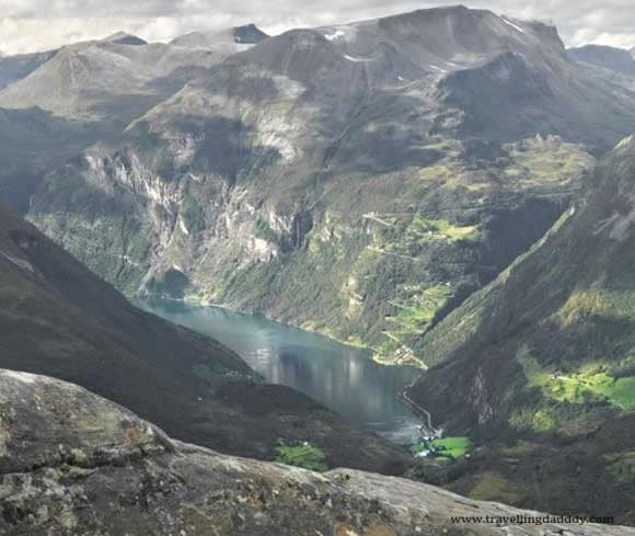 Geiranger viewed from Dalsnibba with the Eagles road in the background